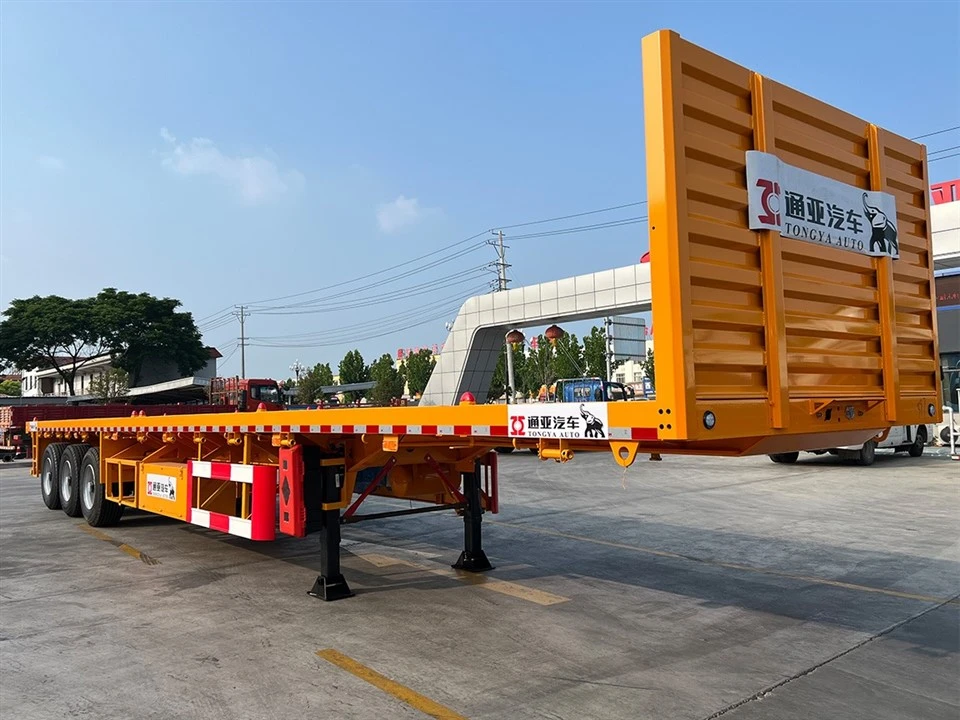 3 เพลา Fuwa Flatbed Semi Trailer พร้อมบันได