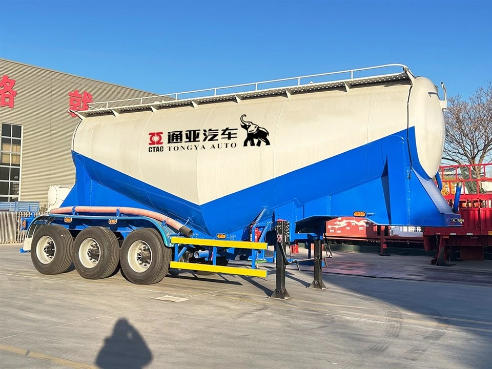 Single Tire 3 Axle Bulk Cement Tanker Semi Trailer suppliers