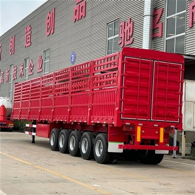 5 Axle 60T Bulk Cargo Transport Fence Semi Trailer รถกึ่งพ่วงผนังด้านข้าง